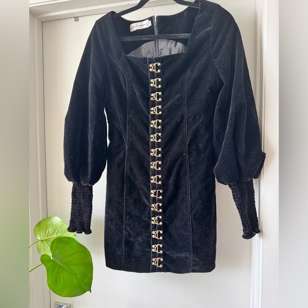 Chic Black Midi Dress with Gold Accents